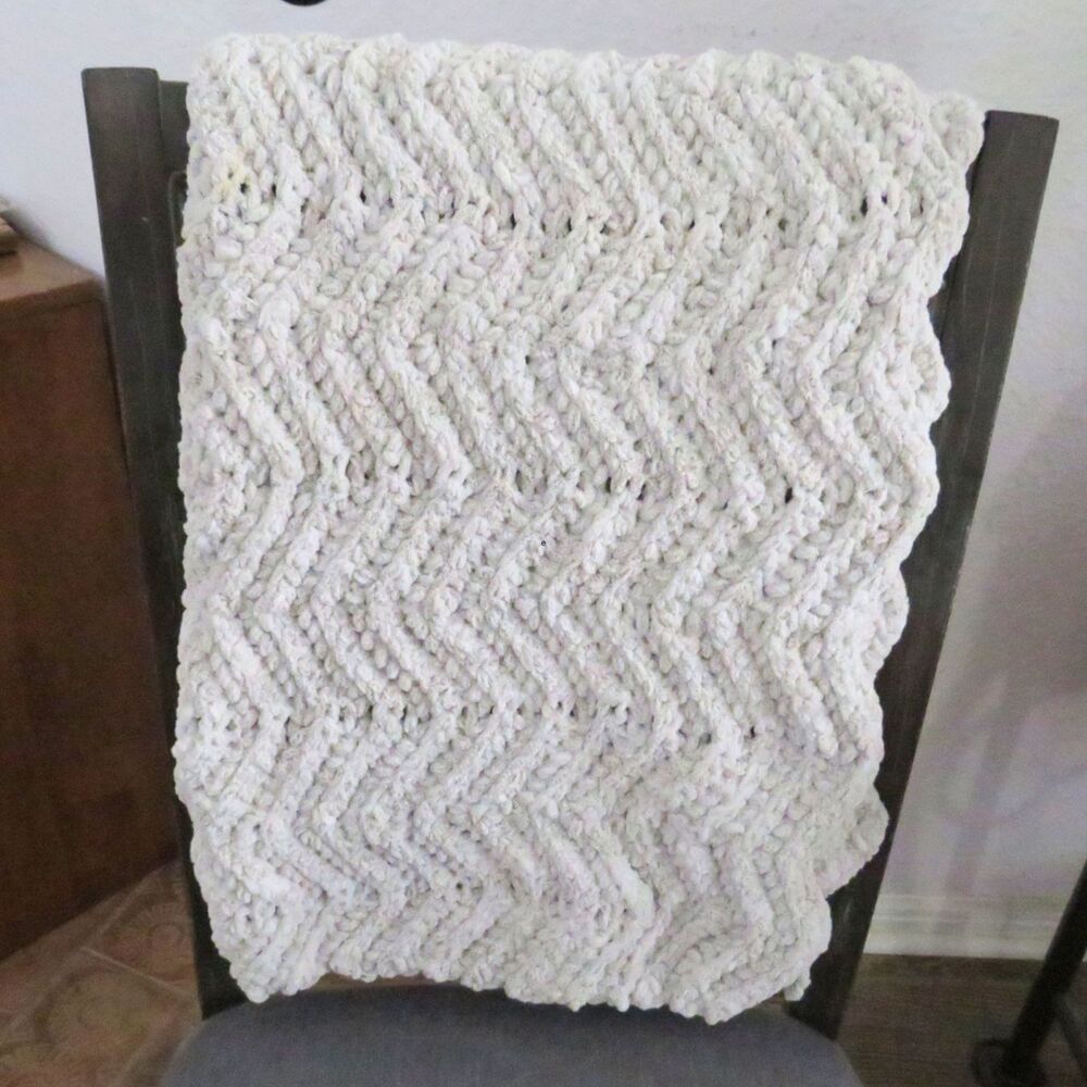 Handmade Crocheted Chunky Ecru Lapghan for Lap, Children, or Baby